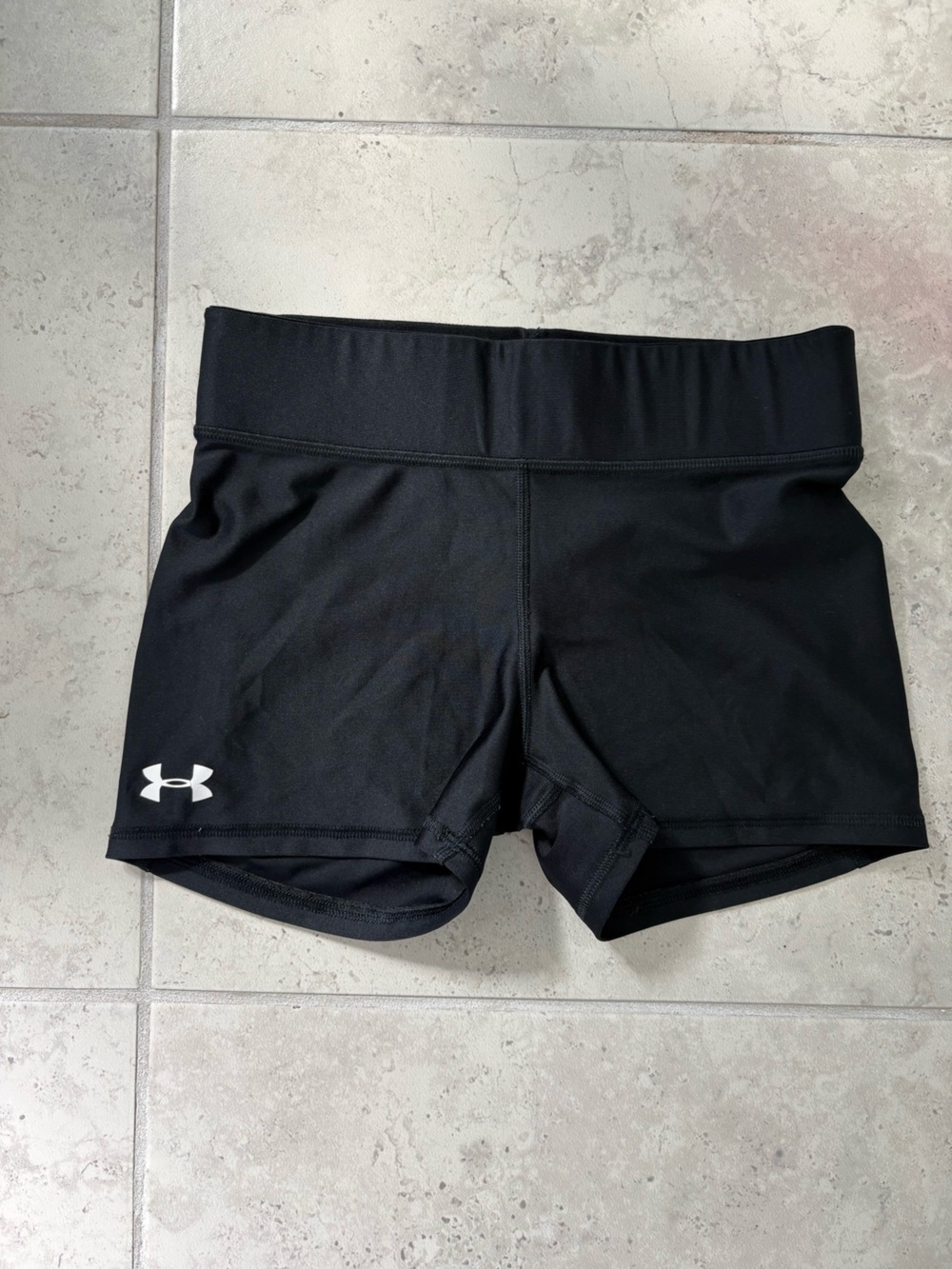Under Armour Women’s Black Athletic Compression Shorts with White Logo